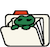 pixelated icon of frog peeking out from folder